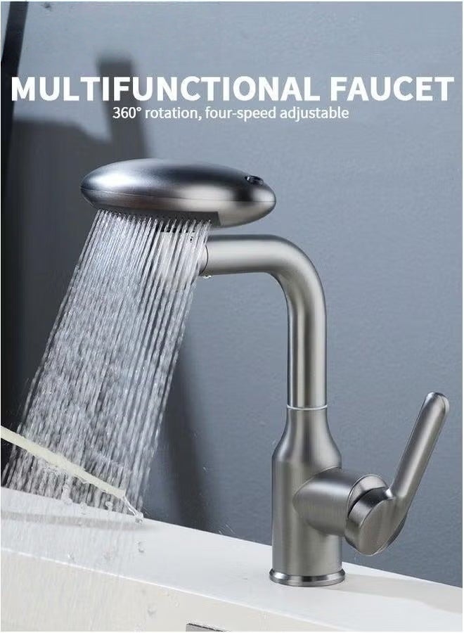 صنبور المطبخ,لمس ثقب واحد صنابير حوض الفولاذ المقاوم للصدأ,صنابير المقبض الحديثة للمحوض,4 وظيفة,رمادي,, - Image 2